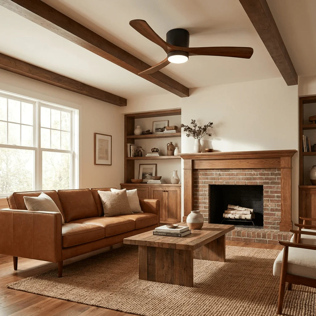Nordic Wood Blade Ceiling Fan Light