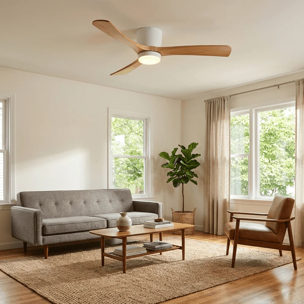 Nordic Wood Blade Ceiling Fan Light