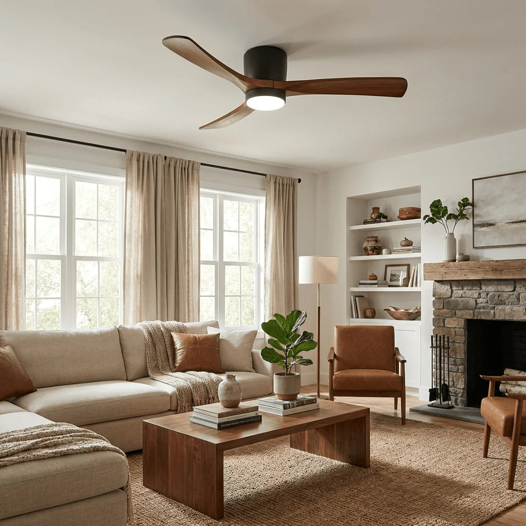 Nordic Wood Blade Ceiling Fan Light