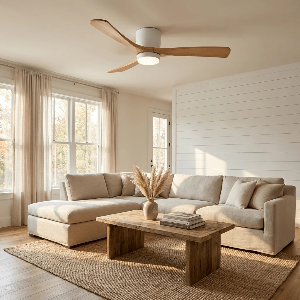 Nordic Wood Blade Ceiling Fan Light