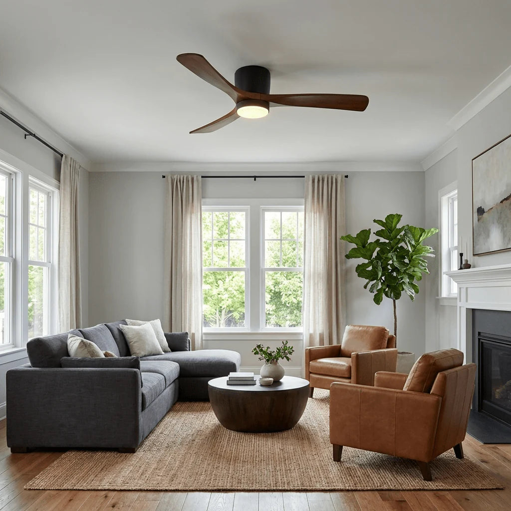 Nordic Wood Blade Ceiling Fan Light