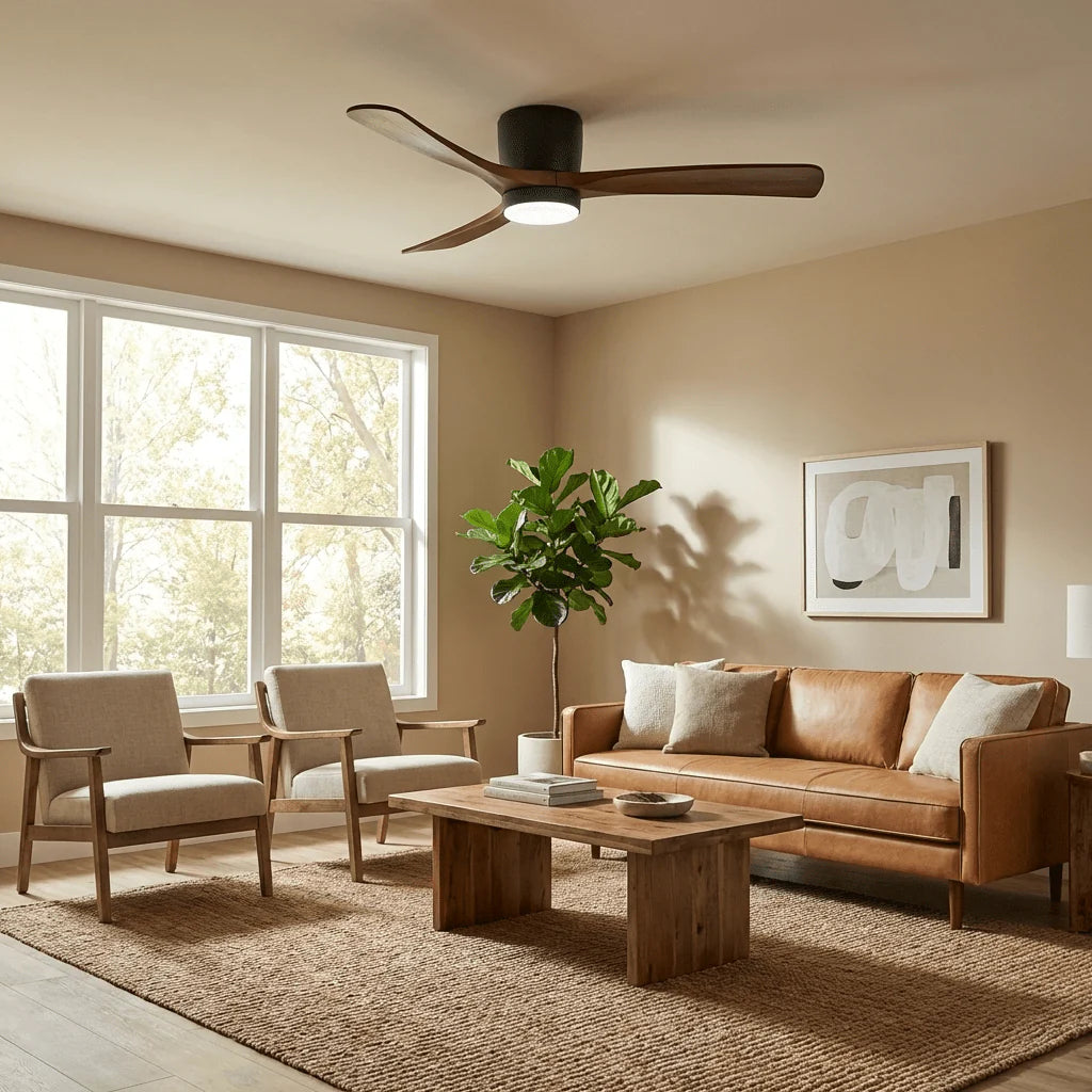 Nordic Wood Blade Ceiling Fan Light