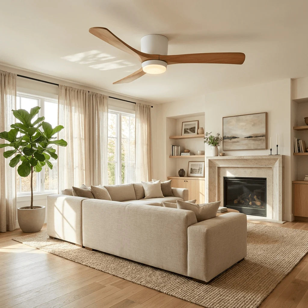 Nordic Wood Blade Ceiling Fan Light