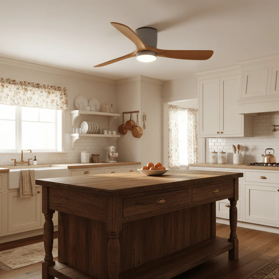 Nordic Wood Blade Ceiling Fan Light
