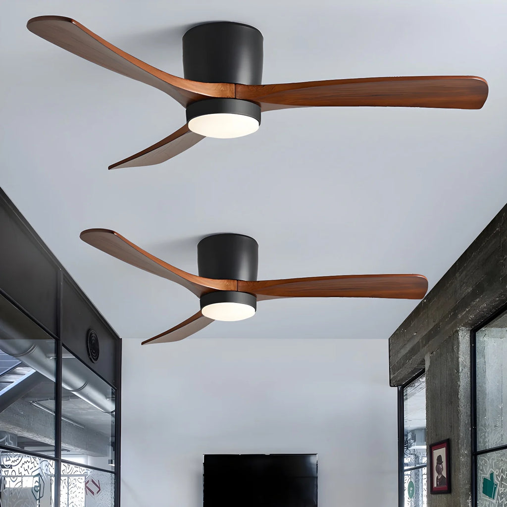 Nordic Wood Blade Ceiling Fan Light