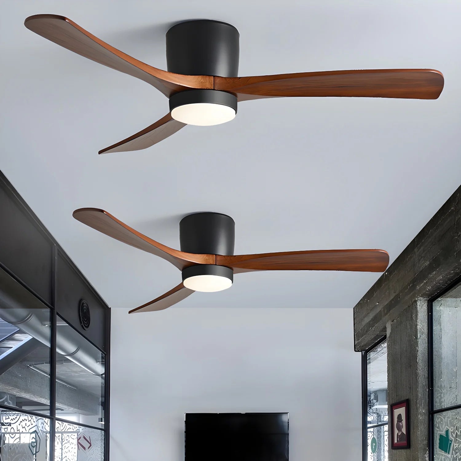 Nordic Wood Blade Ceiling Fan Light