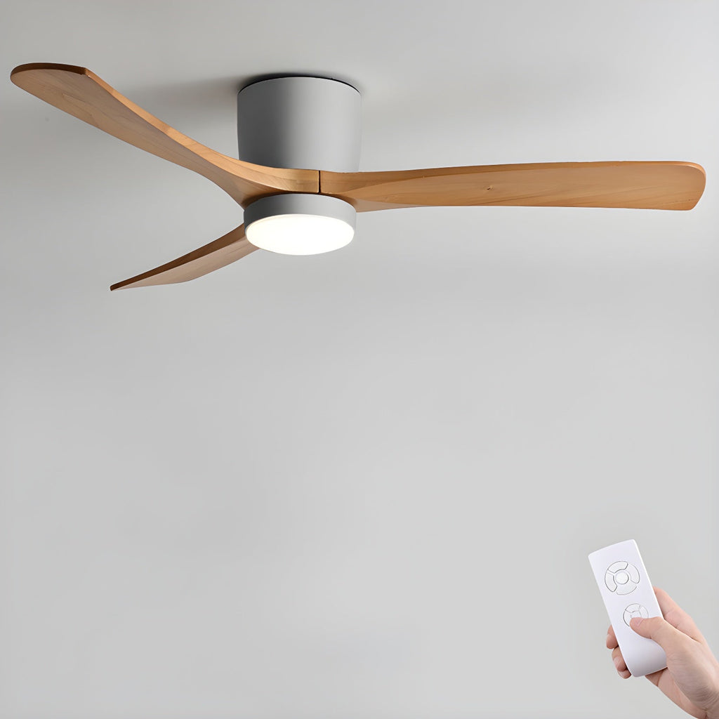 Nordic Wood Blade Ceiling Fan Light