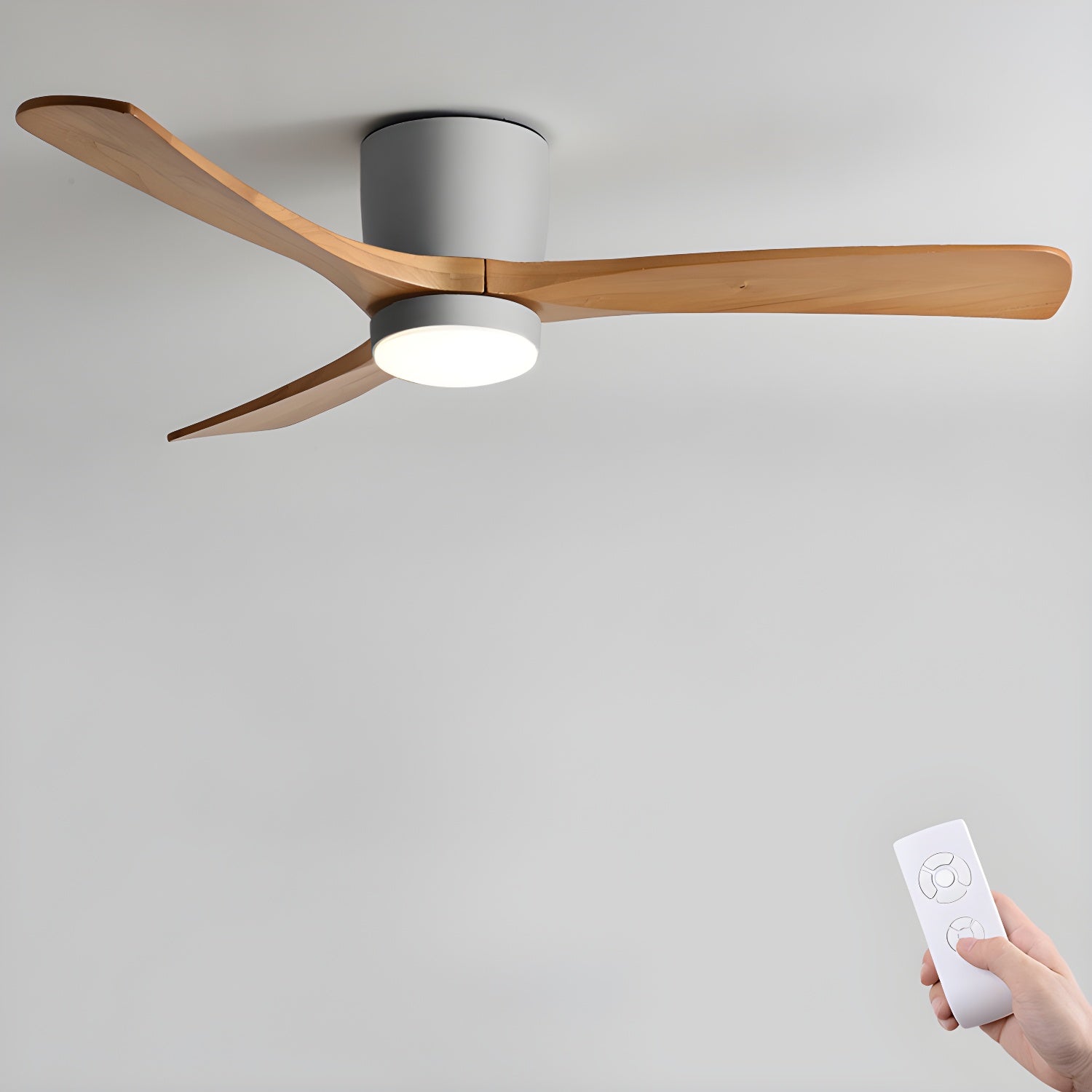 Nordic Wood Blade Ceiling Fan Light