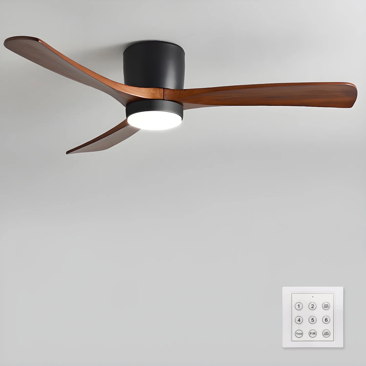 Nordic Wood Blade Ceiling Fan Light
