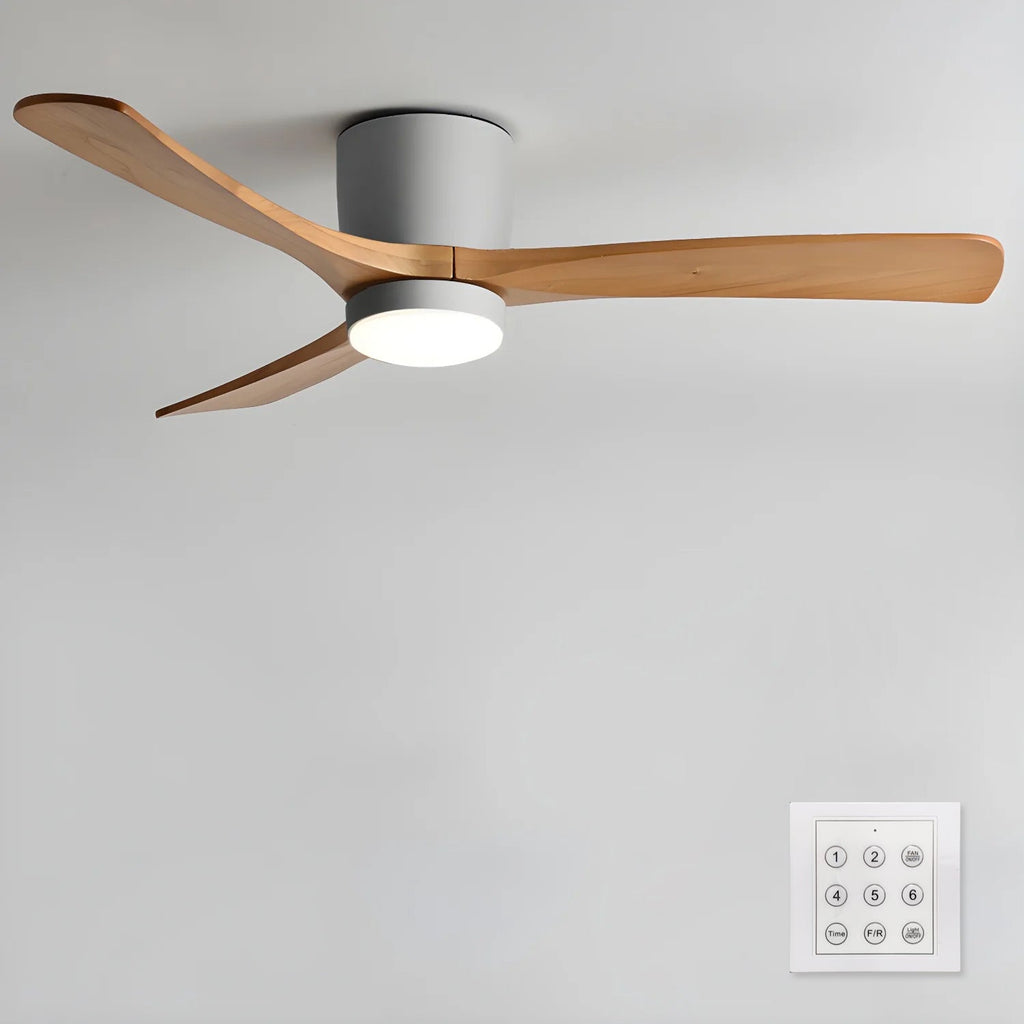 Nordic Wood Blade Ceiling Fan Light