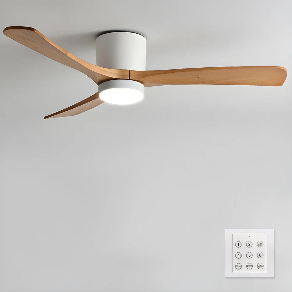 Nordic Wood Blade Ceiling Fan Light