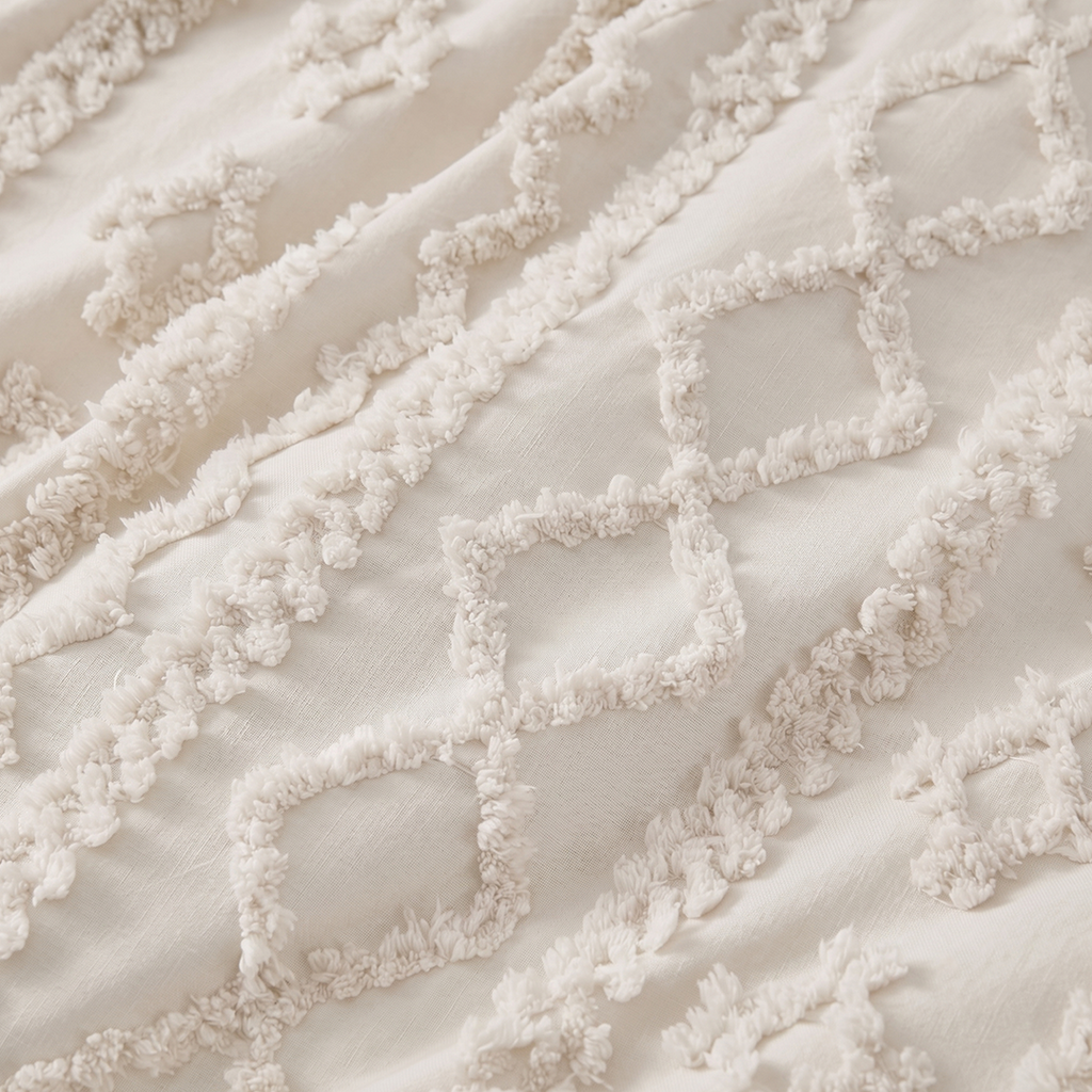 Tufted comforter detail, Oatmilk