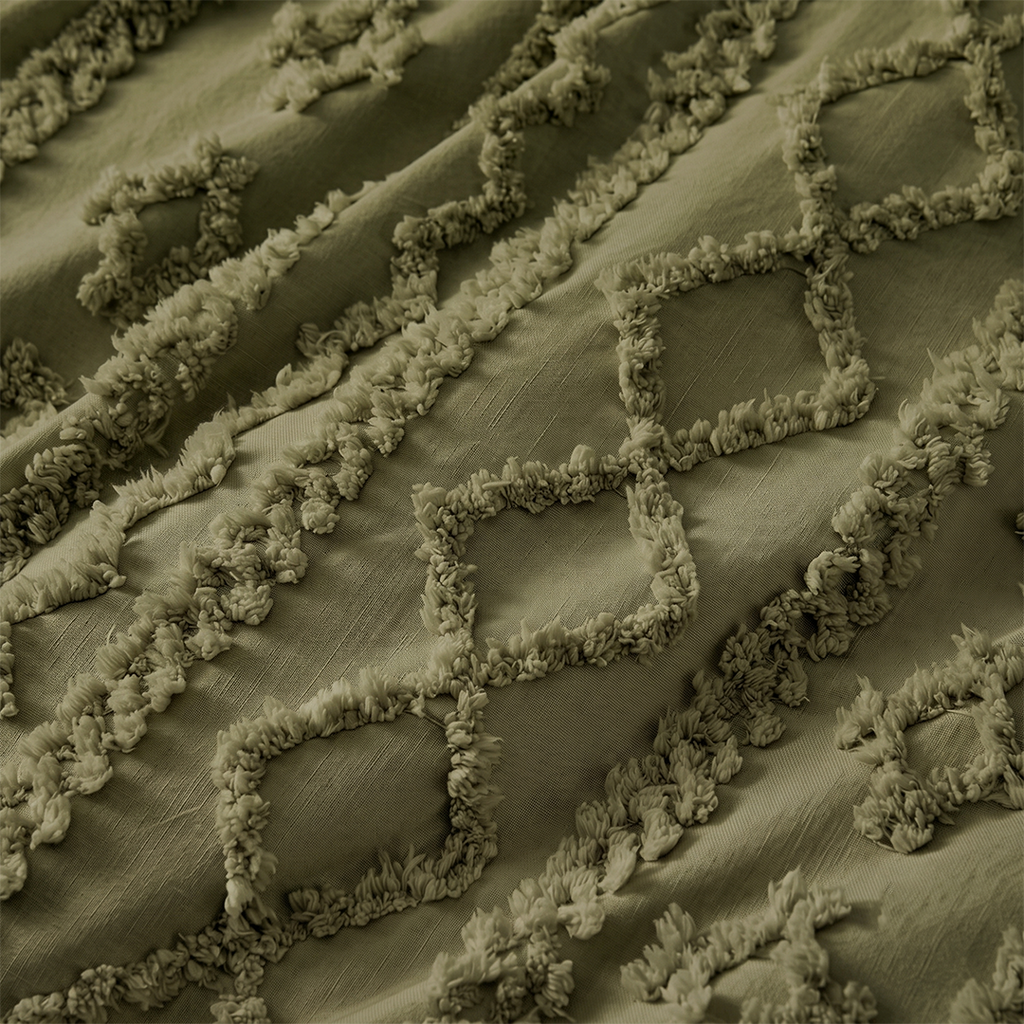 Tufted comforter detail, Moody Olive