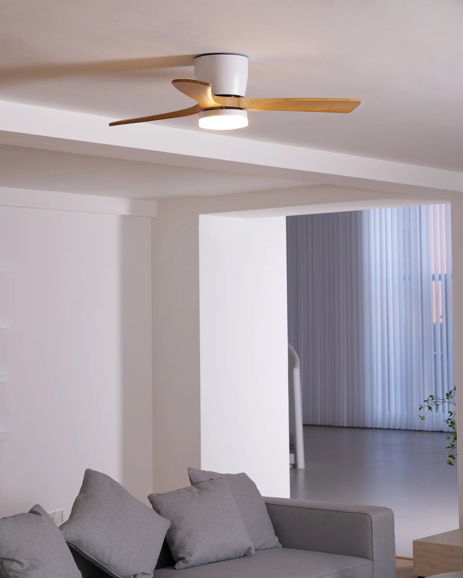 Nordic Wood Blade Ceiling Fan Light