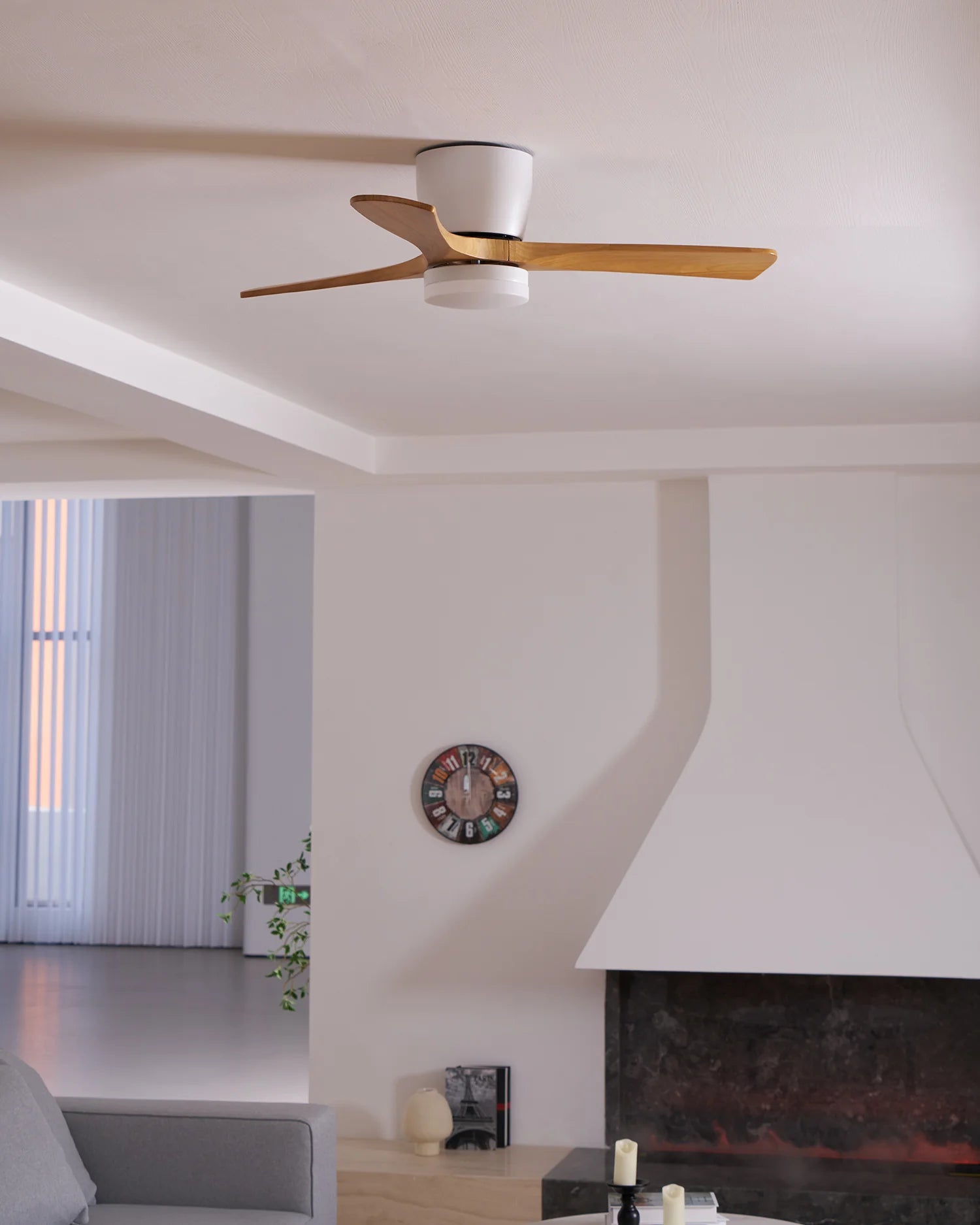 Nordic Wood Blade Ceiling Fan Light