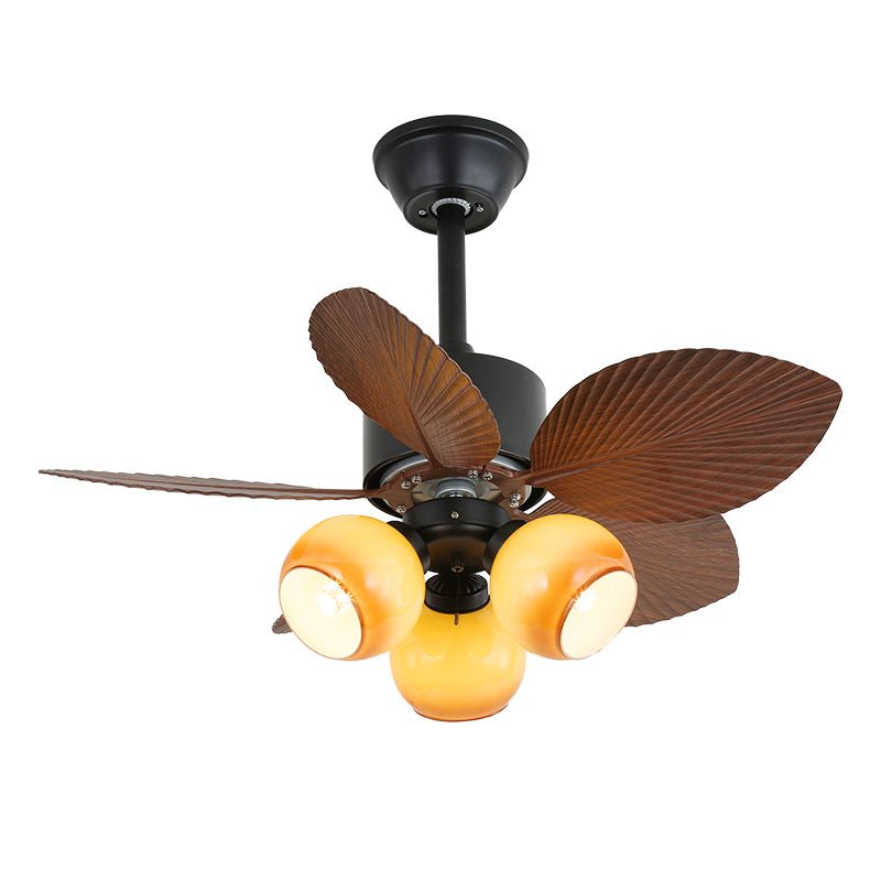 Palm Bloom Petal Glass Ceiling Fan Light