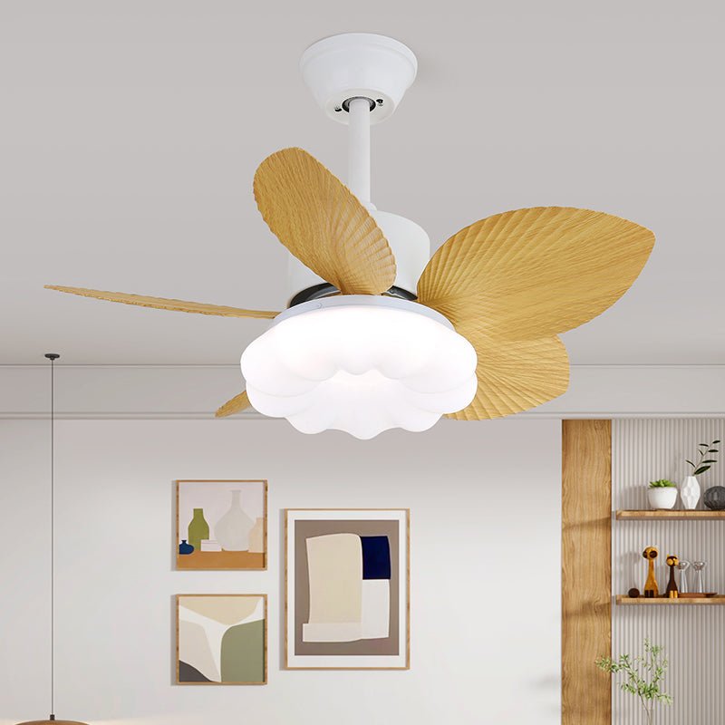 Palm Bloom Petal Glass Ceiling Fan Light