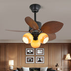 Palm Bloom Petal Glass Ceiling Fan Light