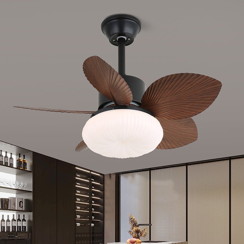 Palm Bloom Petal Glass Ceiling Fan Light