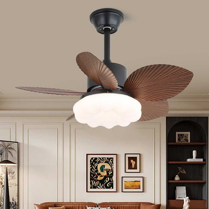 Palm Bloom Petal Glass Ceiling Fan Light