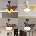 Palm Bloom Petal Glass Ceiling Fan Light