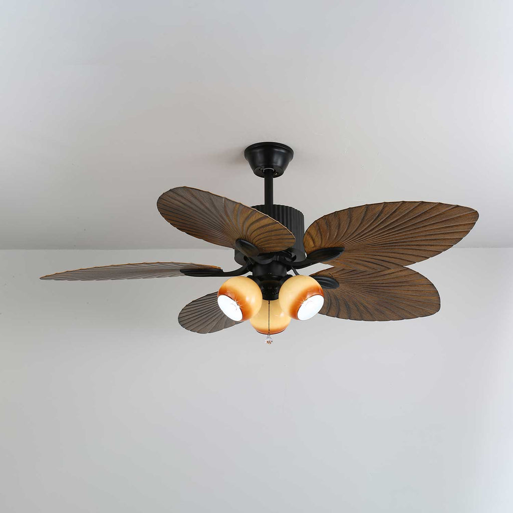 Palm Whisper Leaf Elegance Ceiling Fan Light