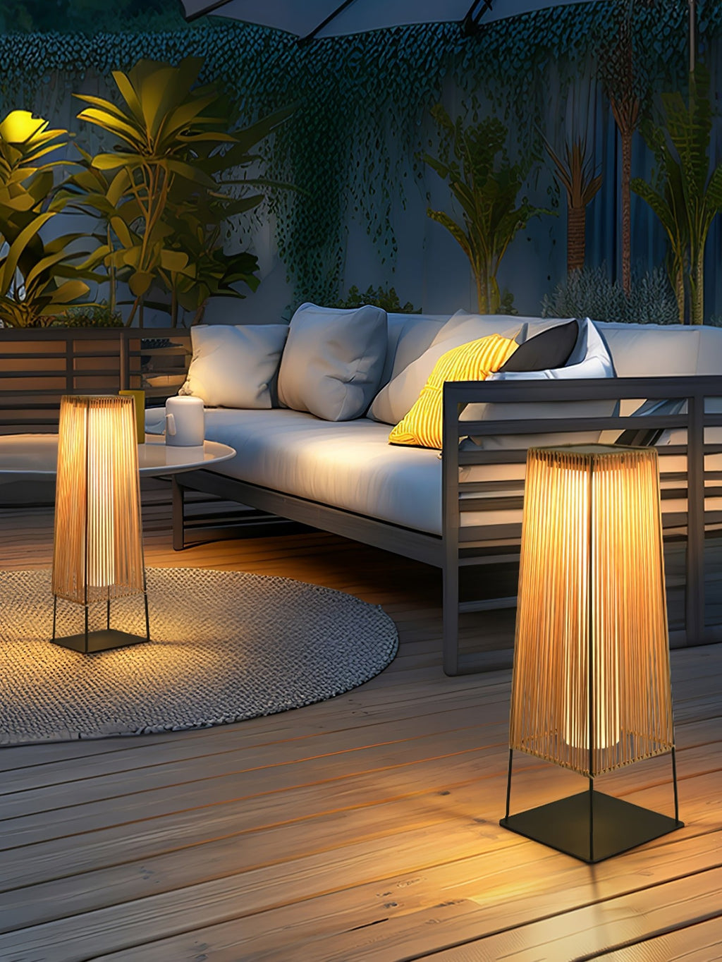 Rattan Minimal Post Light