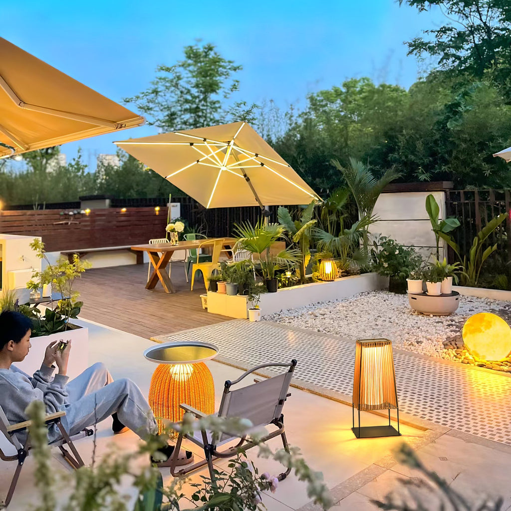 Rattan Minimal Post Light