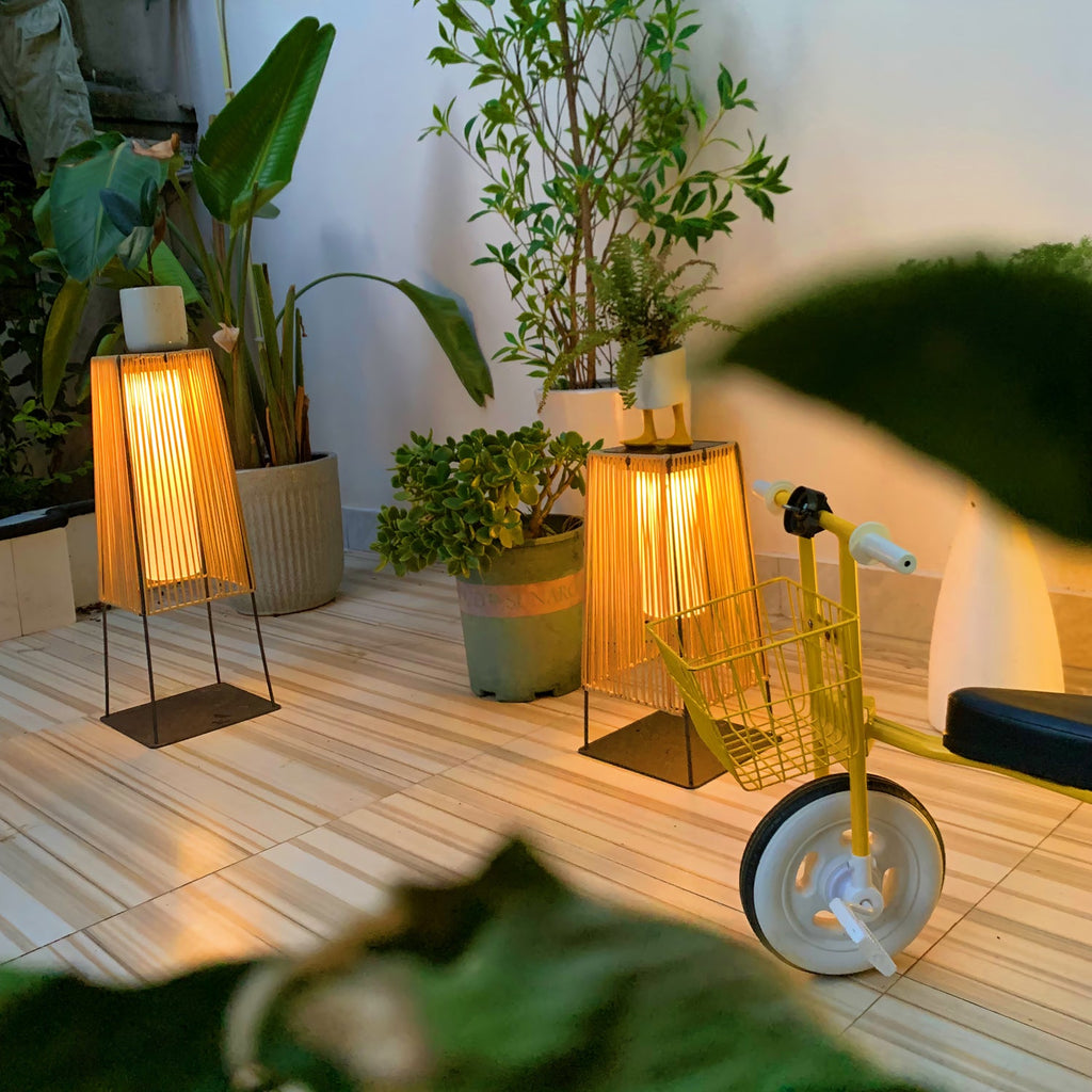 Rattan Minimal Post Light