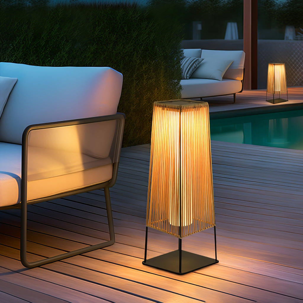 Rattan Minimal Post Light