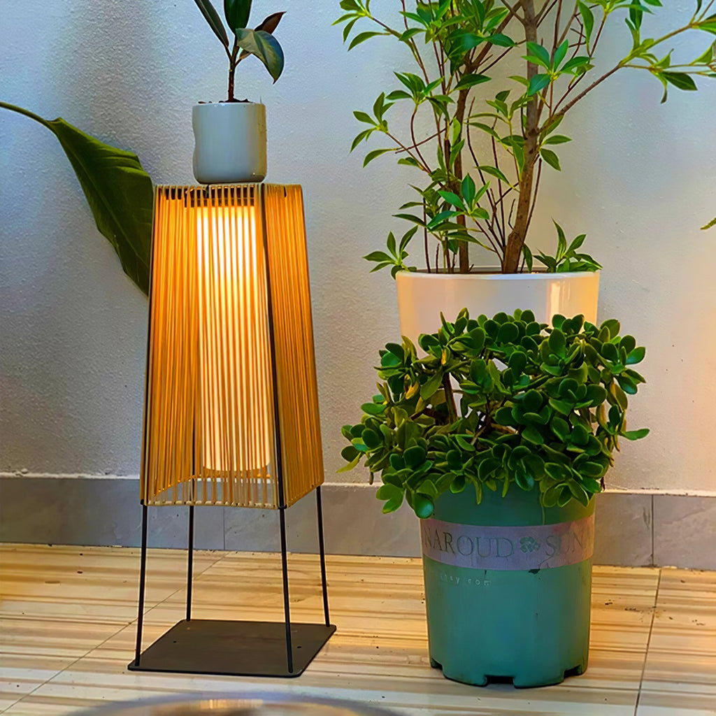 Rattan Minimal Post Light