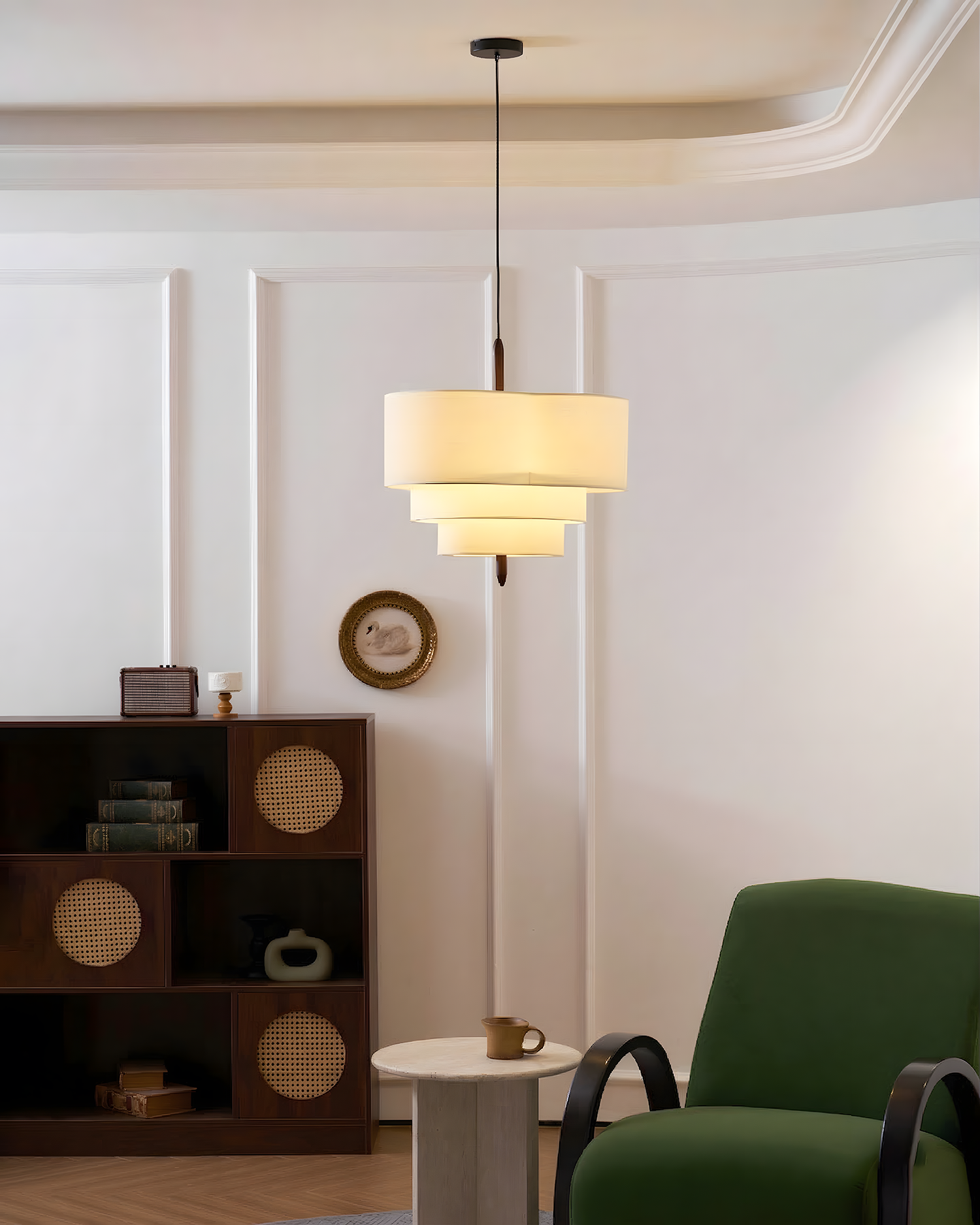 Raphia Layered Fabric Pendant Light