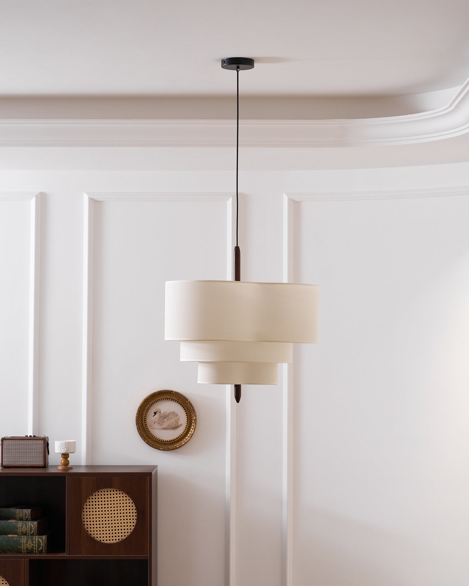 Raphia Layered Fabric Pendant Light