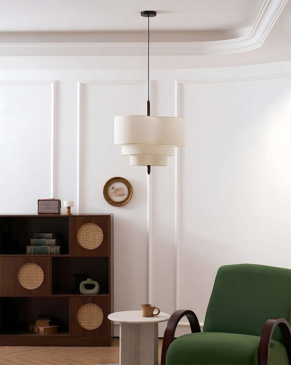 Raphia Layered Fabric Pendant Light
