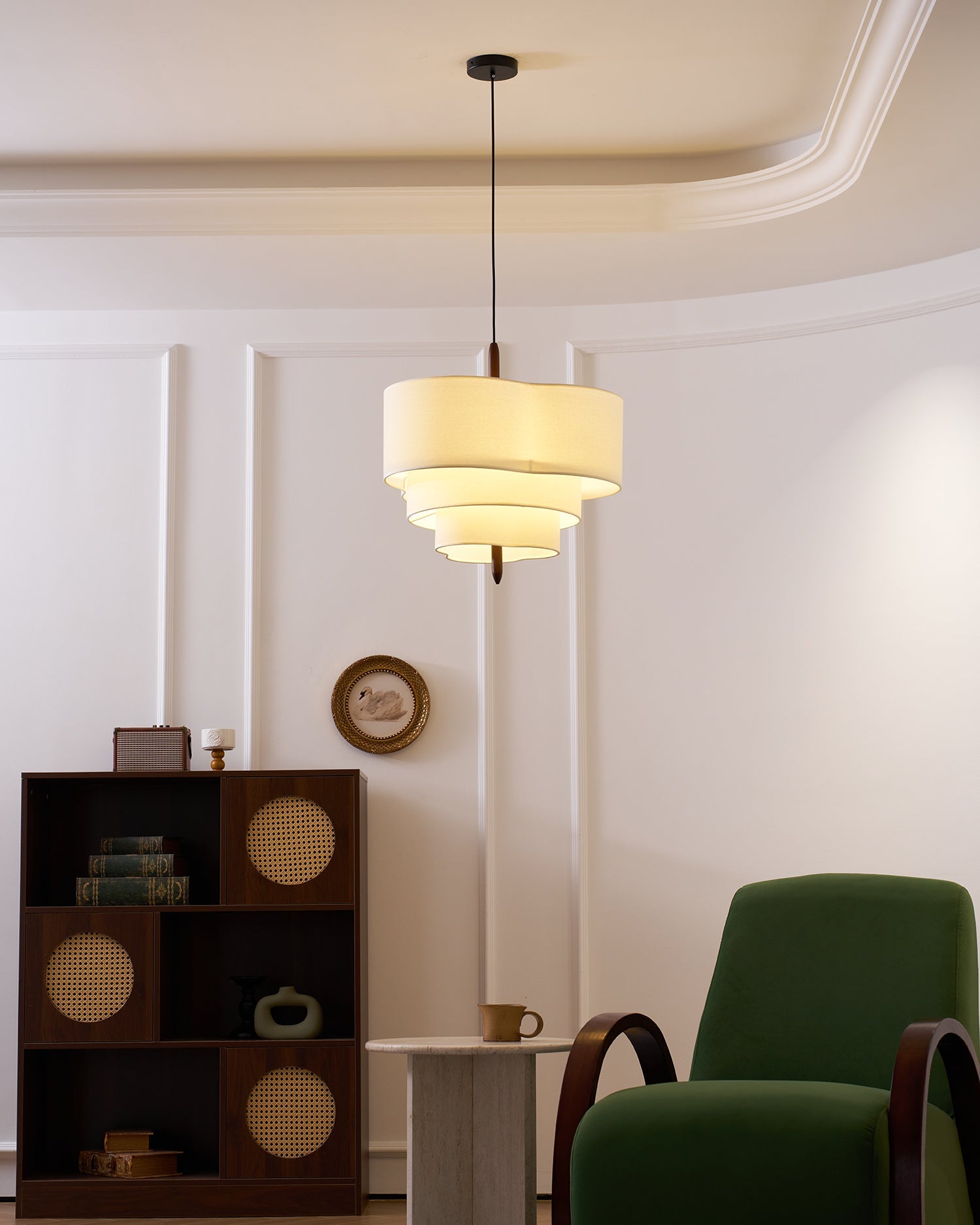 Raphia Layered Fabric Pendant Light