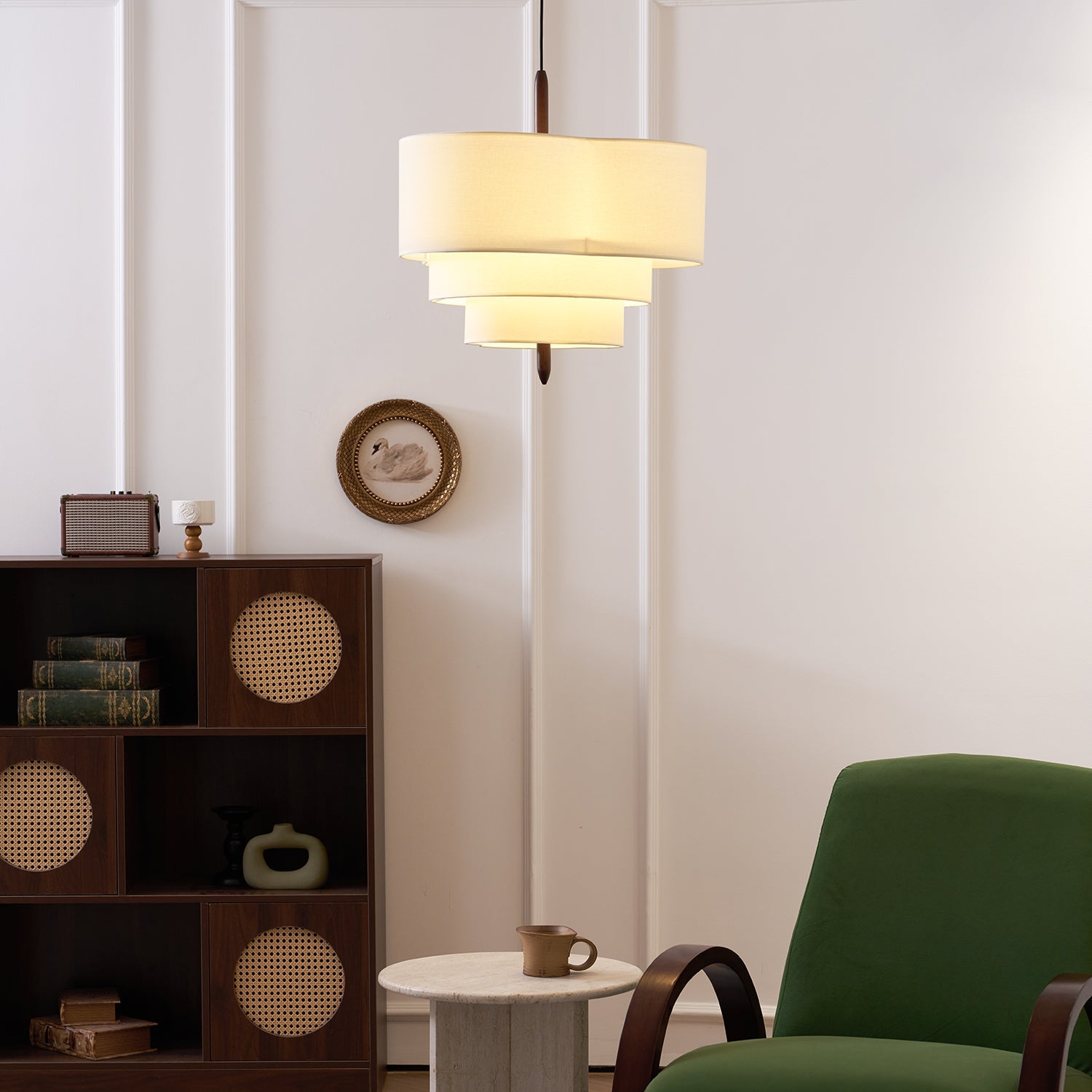 Raphia Layered Fabric Pendant Light