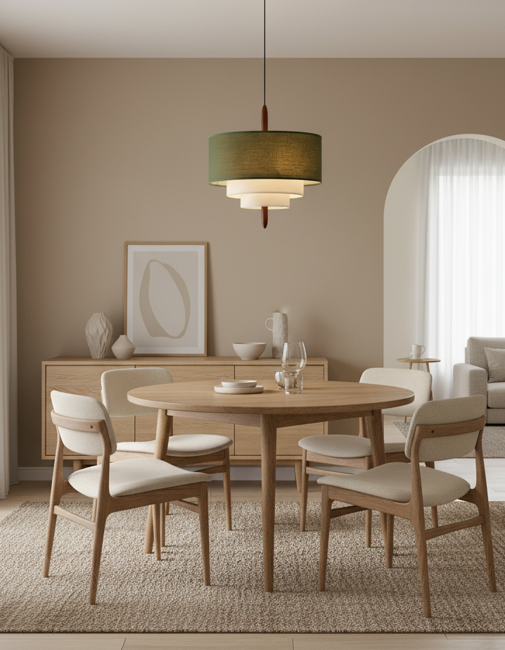 Raphia Layered Fabric Pendant Light
