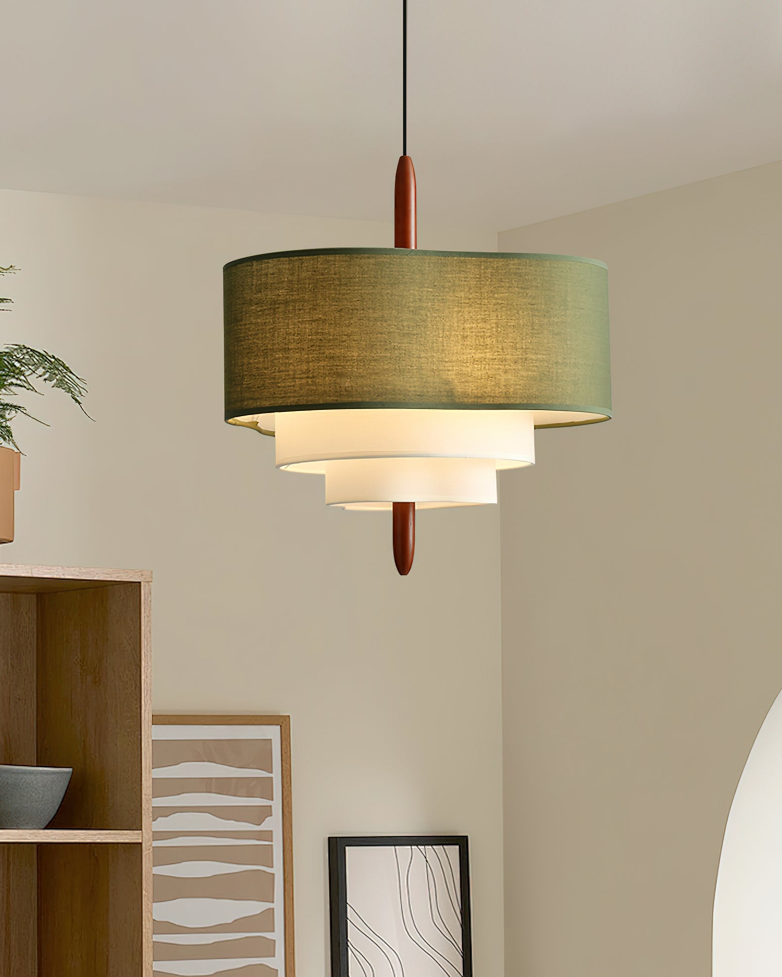 Raphia Layered Fabric Pendant Light