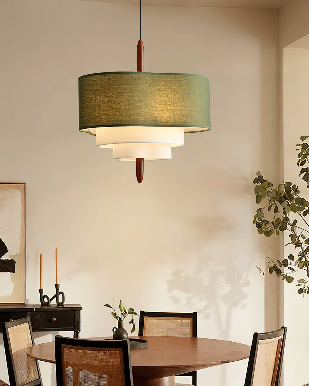 Raphia Layered Fabric Pendant Light