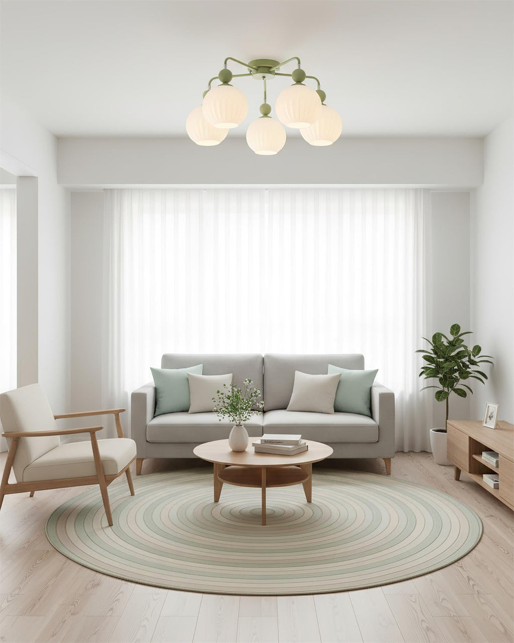 Renee Multi- Light Ribbed Glass Chandelier