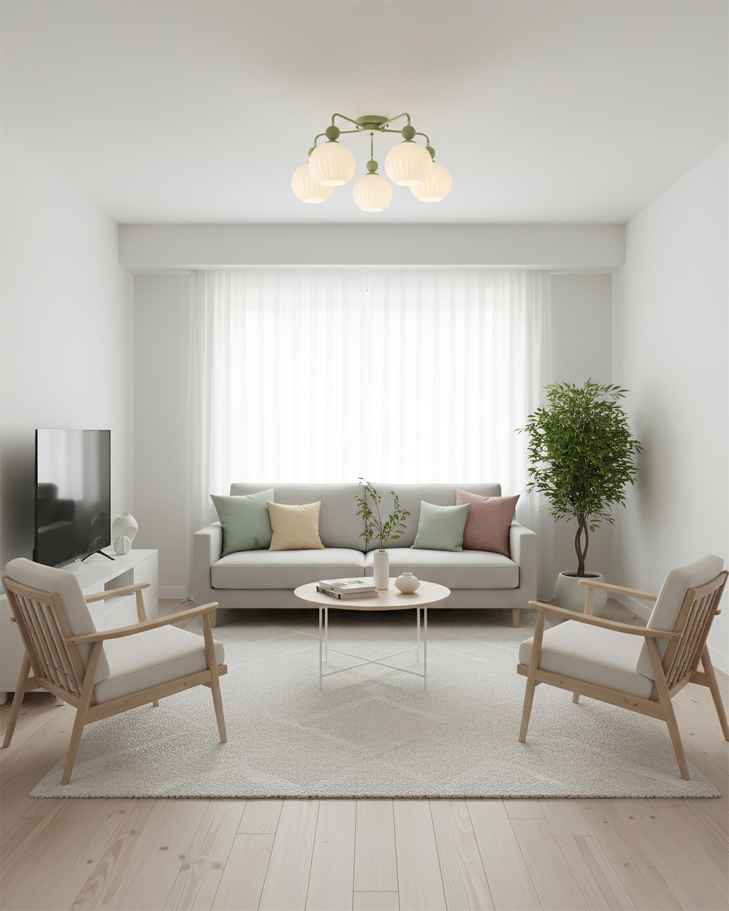 Renee Multi- Light Ribbed Glass Chandelier