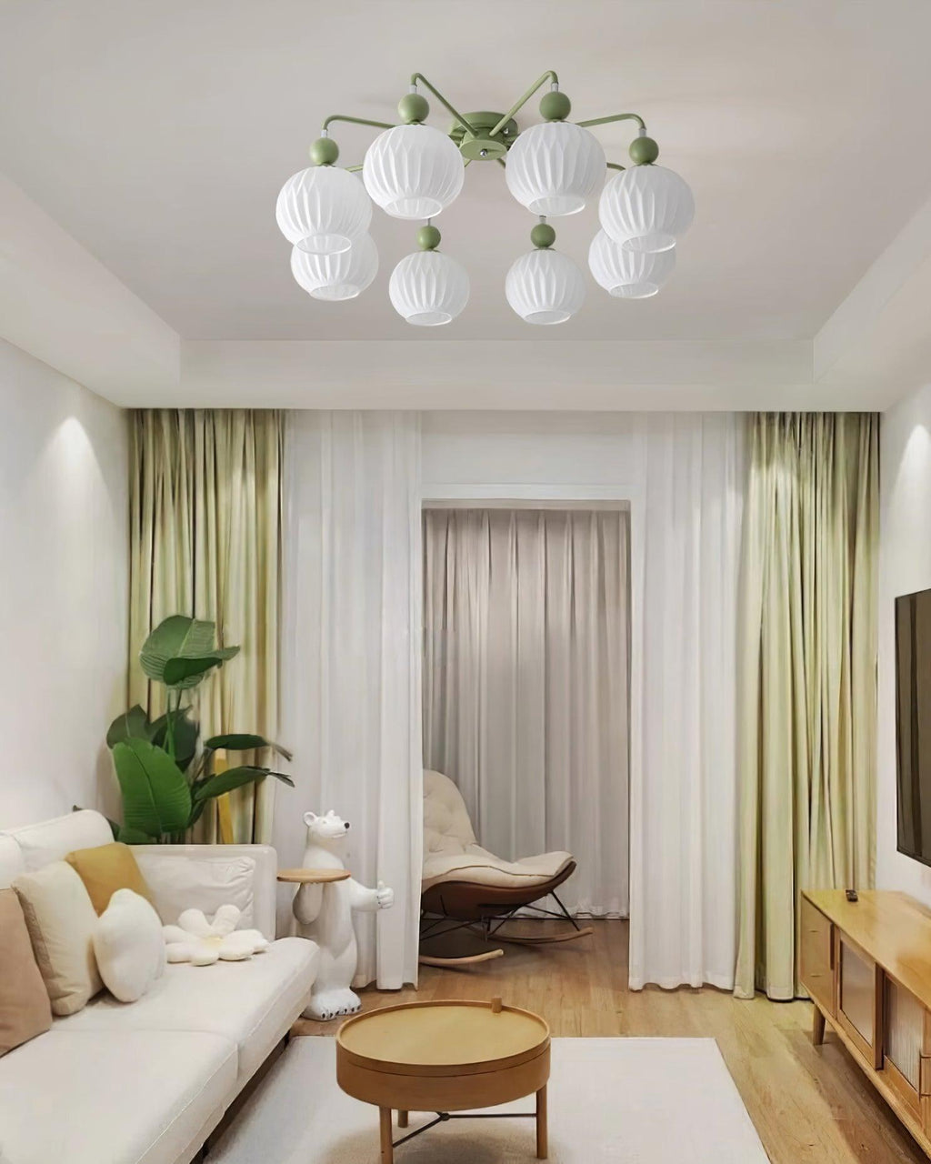 Renee Multi- Light Ribbed Glass Chandelier