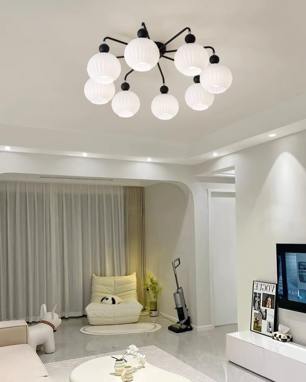 Renee Multi- Light Ribbed Glass Chandelier