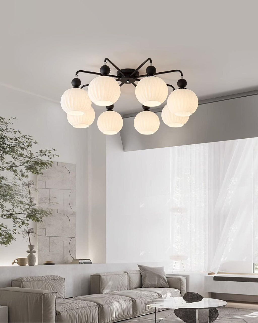 Renee Multi- Light Ribbed Glass Chandelier