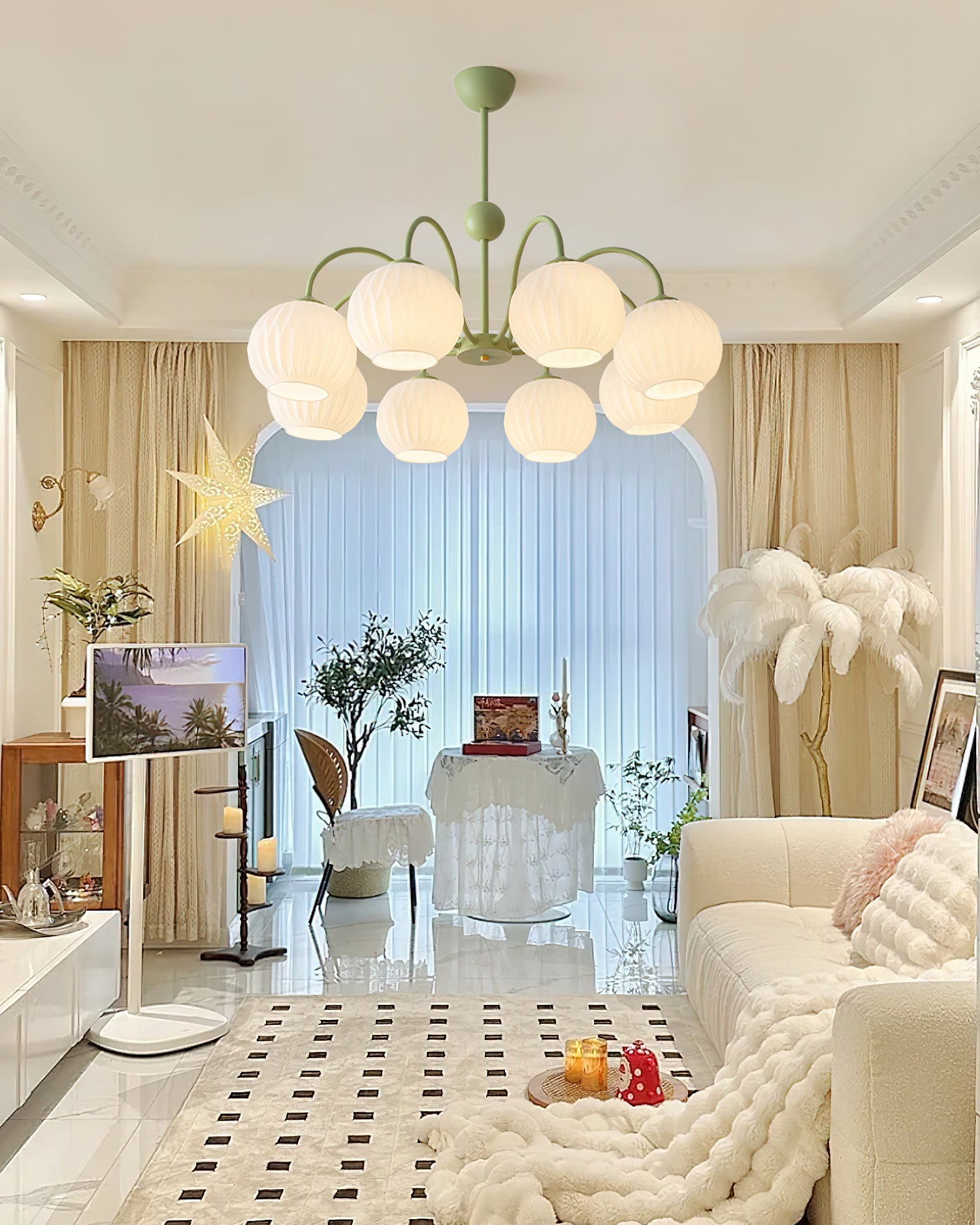 Renee Ribbed Glass Branch Chandelier