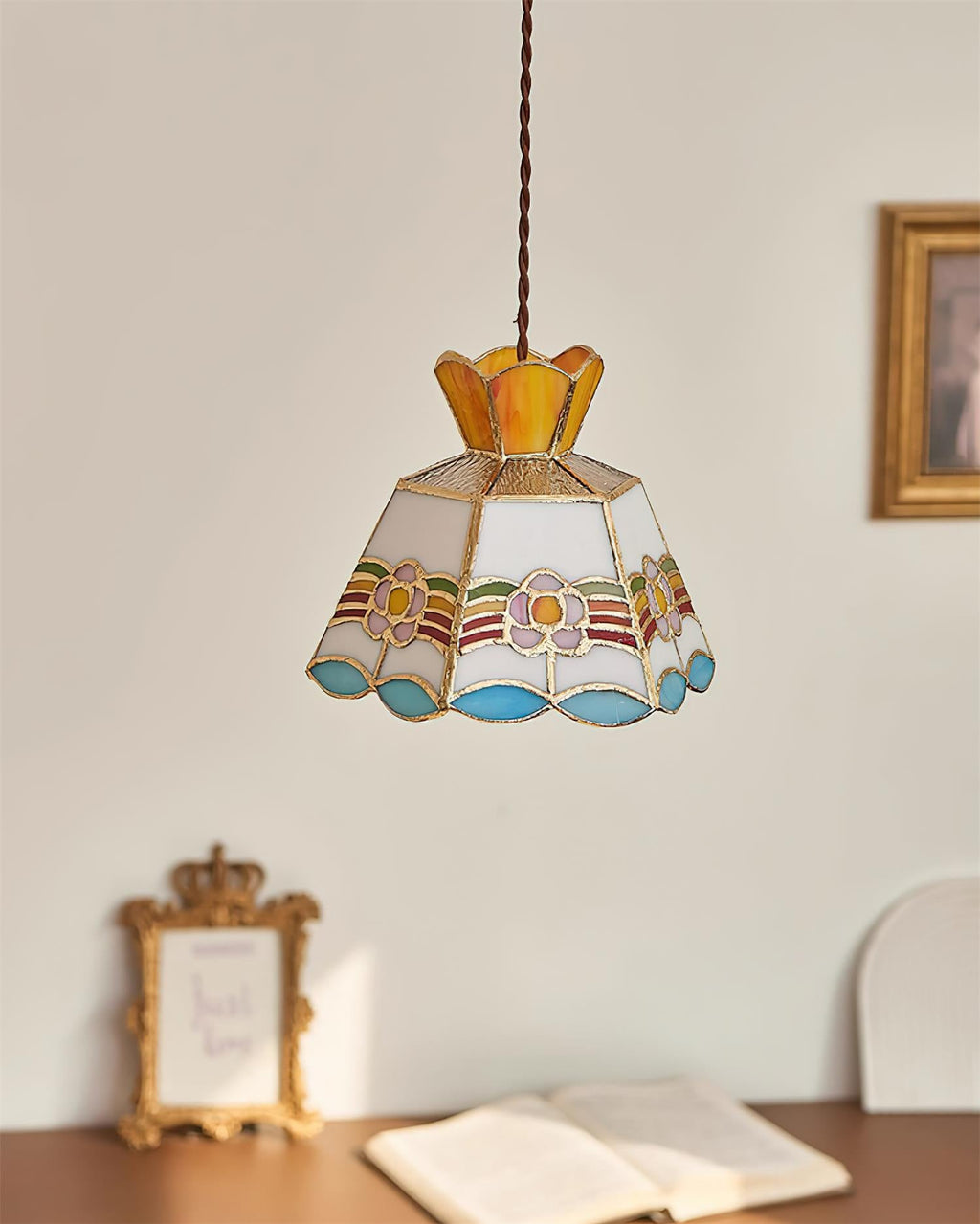 Art Nouveau Stained Glass Pendant Light