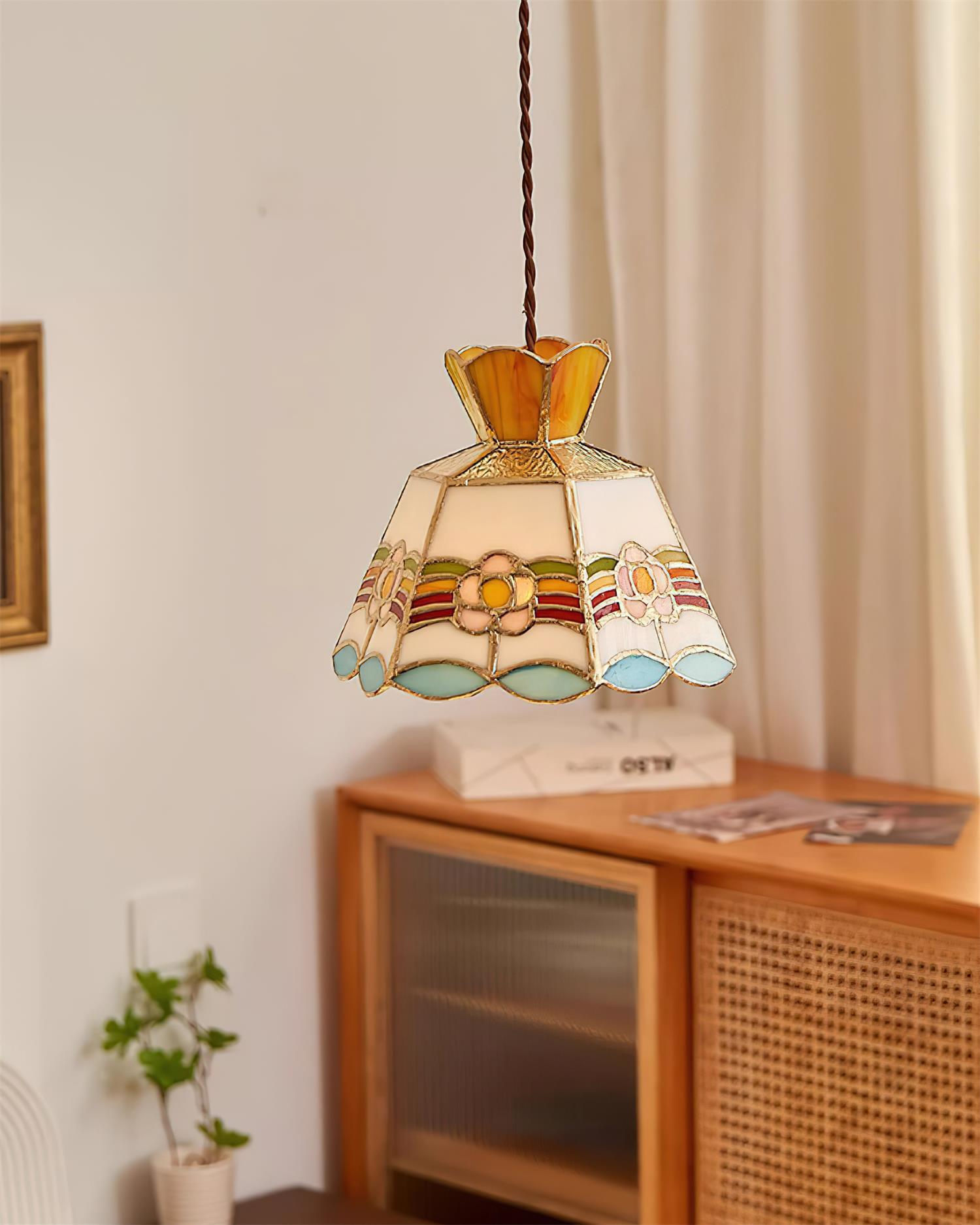 Art Nouveau Stained Glass Pendant Light