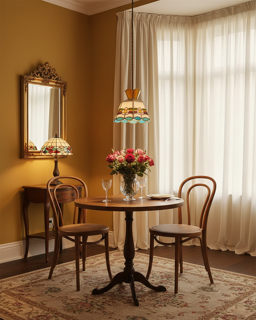 Art Nouveau Stained Glass Pendant Light