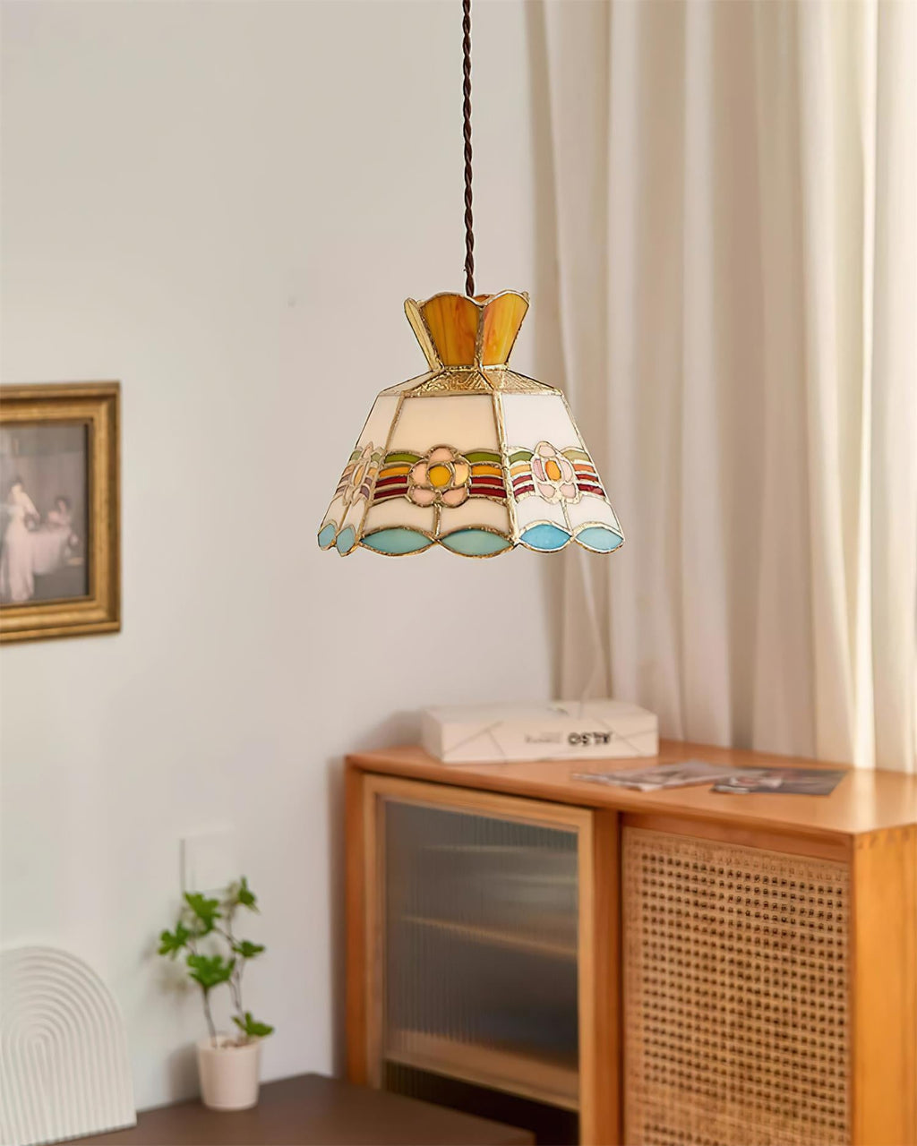Art Nouveau Stained Glass Pendant Light