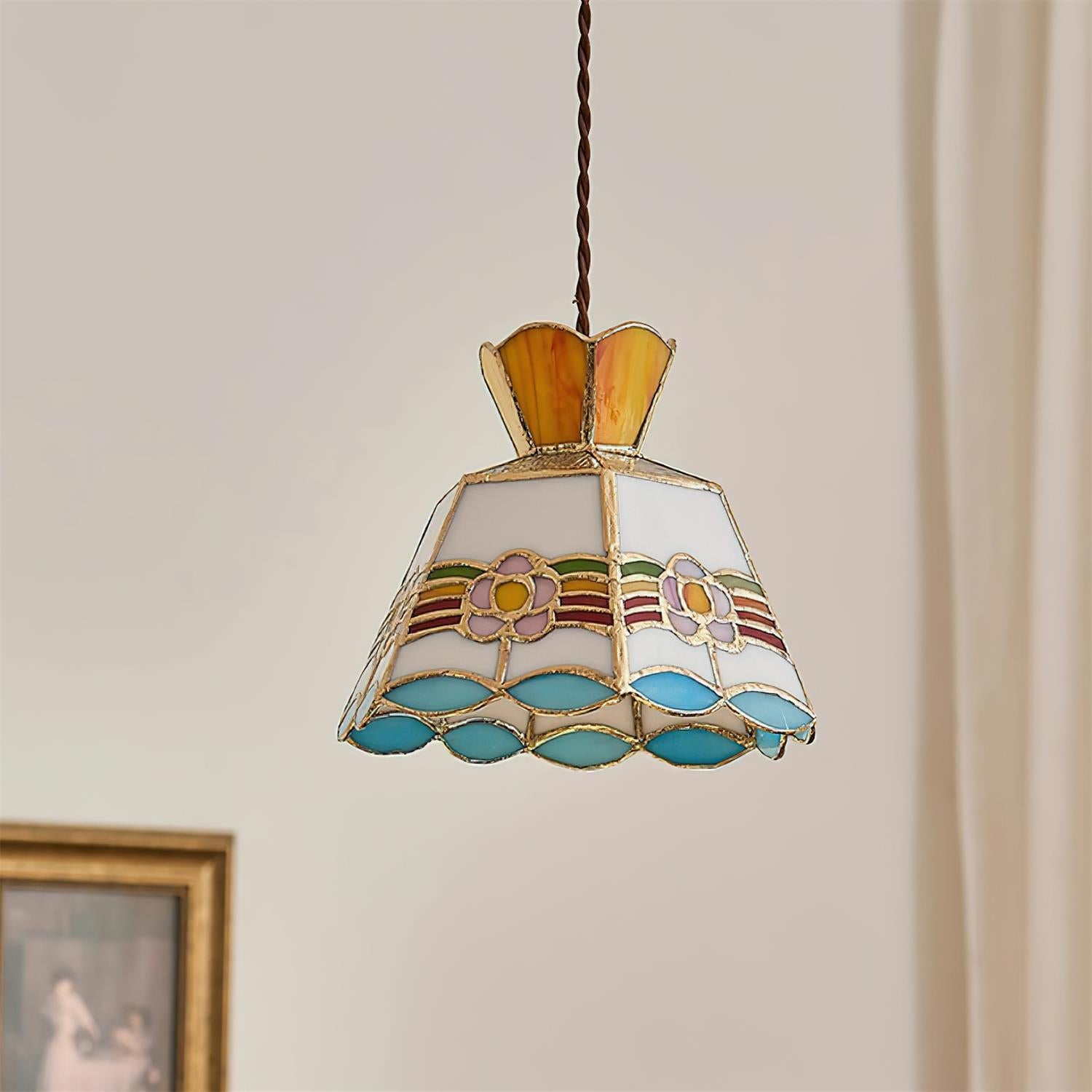 Art Nouveau Stained Glass Pendant Light